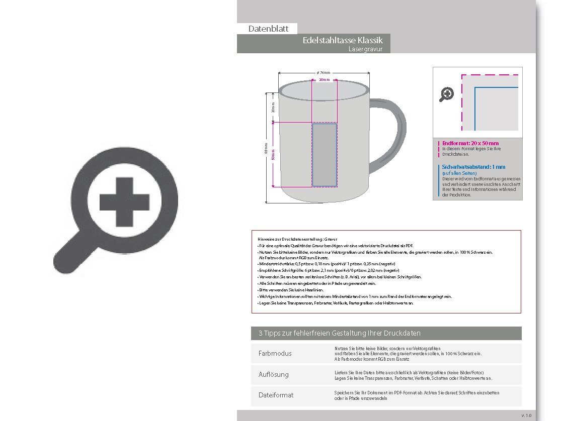 Product Bild edelstahltasse_klassik_280_ml_mit_einseitiger_lasergravur